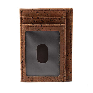 Cork Minimalist Wallet Front Pocket Thin Card Holder Brown