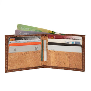 Slim Bi-Fold Cork Wallet Brown Natural Combo - Cork by Design