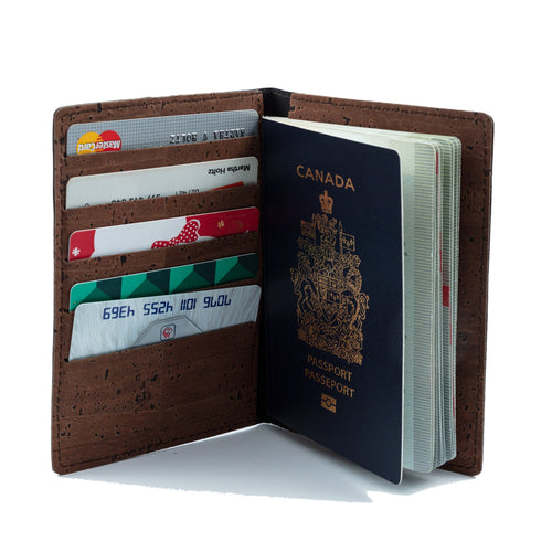 Passport Cover With Card Slots Brown - Cork by Design